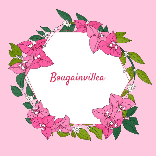 Hand drawn bougainvillea  flowers frame