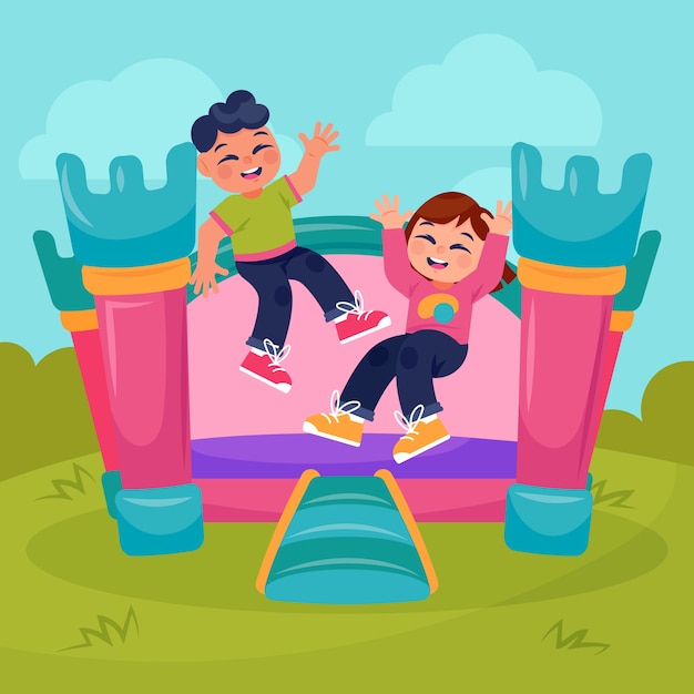 Hand drawn bounce house illustration