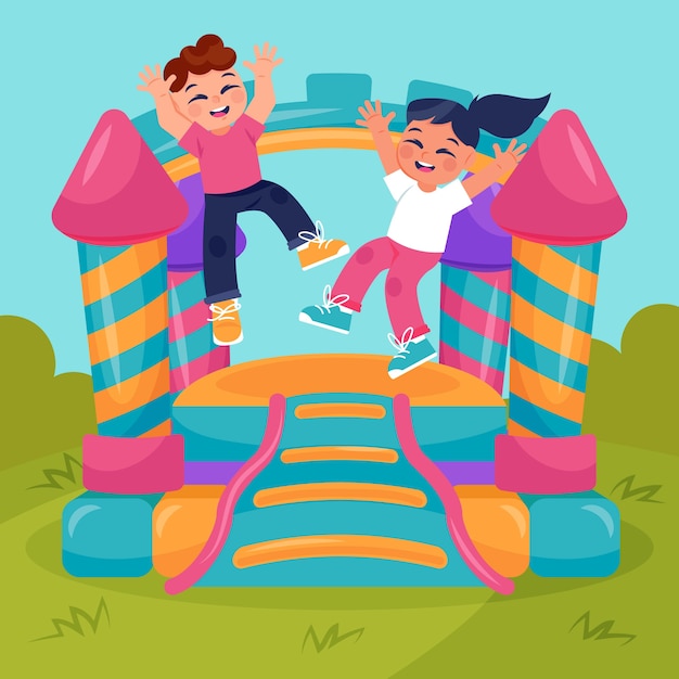 Free Vector hand drawn bounce house illustration