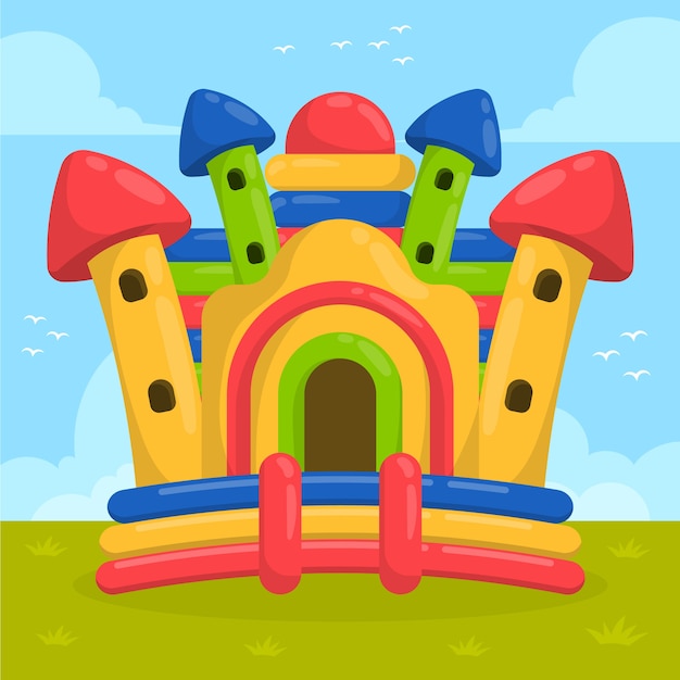 Free Vector hand drawn bounce house illustration