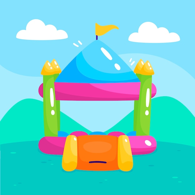 Free Vector hand drawn bounce house illustration