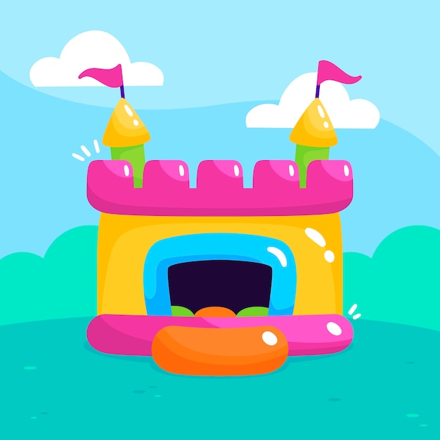 Free Vector hand drawn bounce house illustration