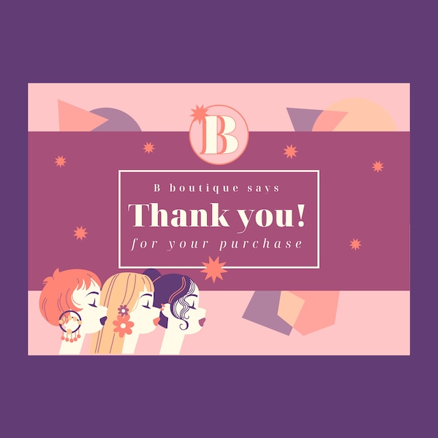 Free vector hand drawn boutique thank you card