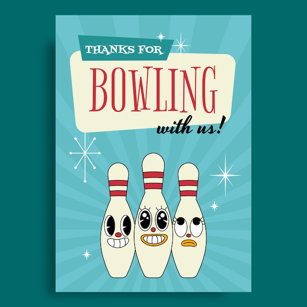 Free Vector hand drawn bowling greeting card