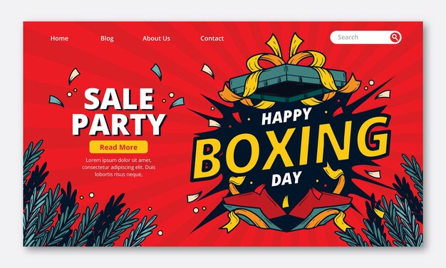 Hand drawn boxing day landing page template