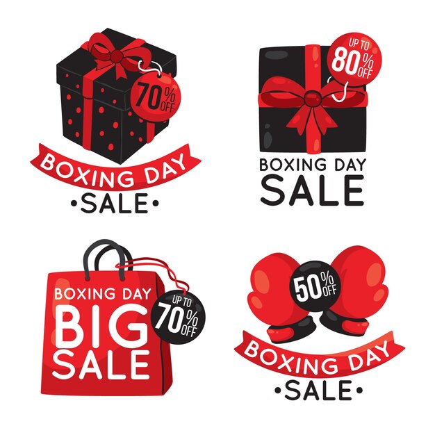 Hand drawn boxing day sale badge collection