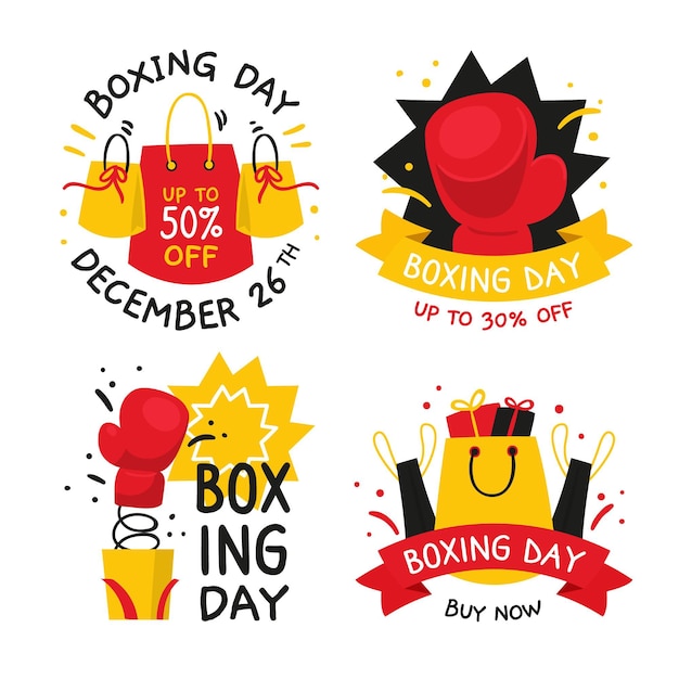 Free Vector hand drawn boxing day sale badge collection