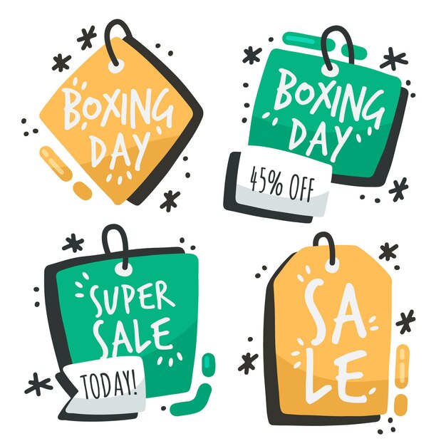 Hand drawn boxing day sale badge collection