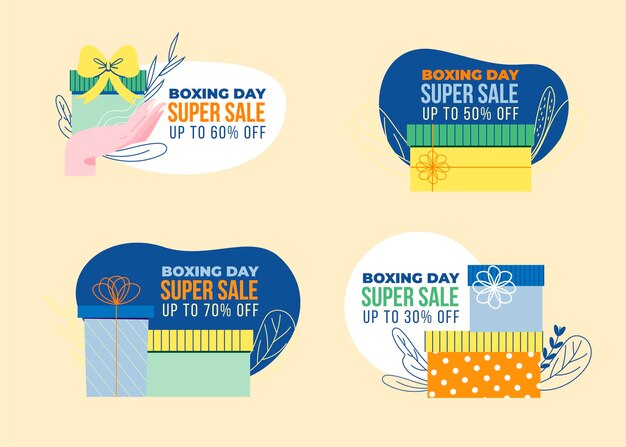 Hand drawn boxing day sale badge collection