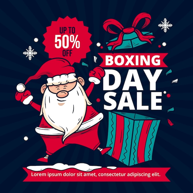 Free Vector hand drawn boxing day sale banner illustration