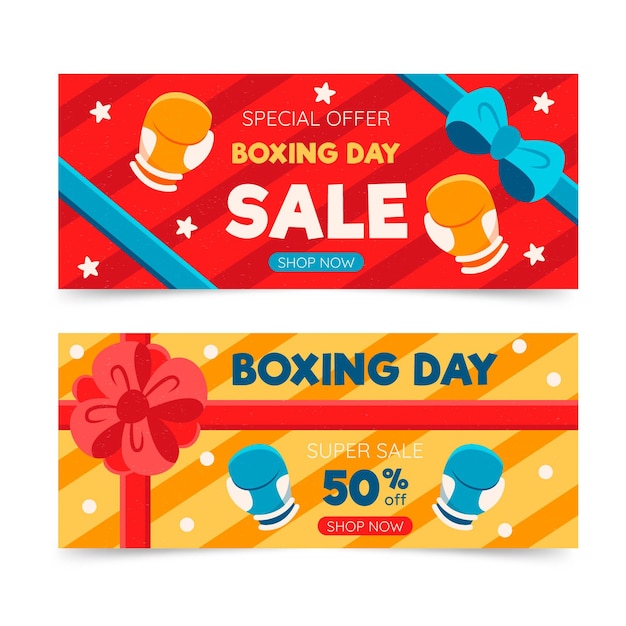 Hand drawn boxing day sale banners