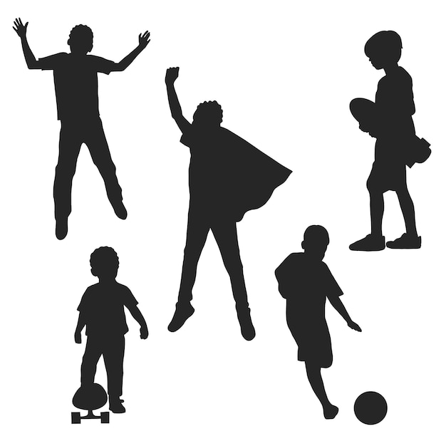 Free Vector hand drawn boy  silhouette