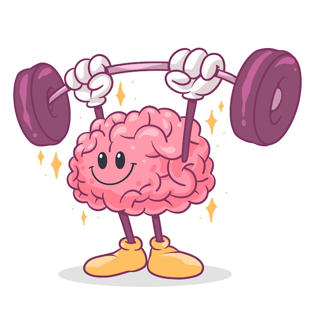 Free vector hand drawn brain cartoon illustration