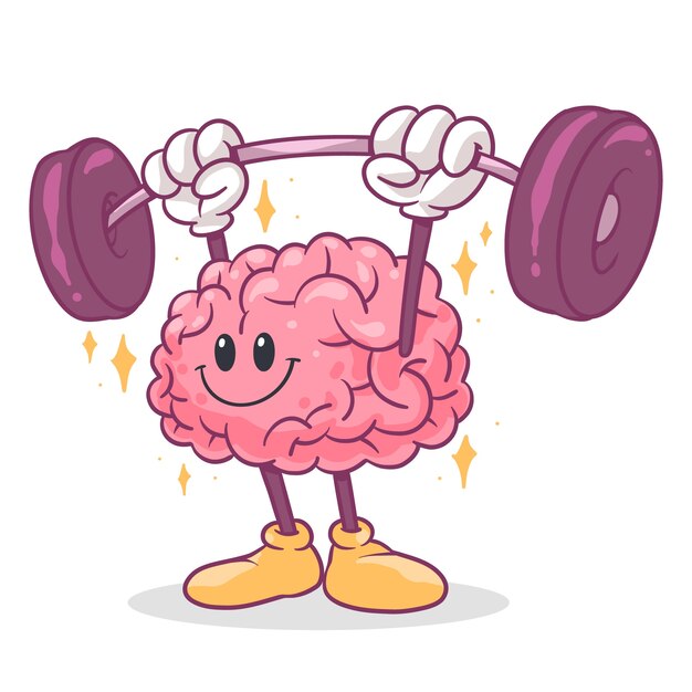 Hand drawn brain cartoon illustration