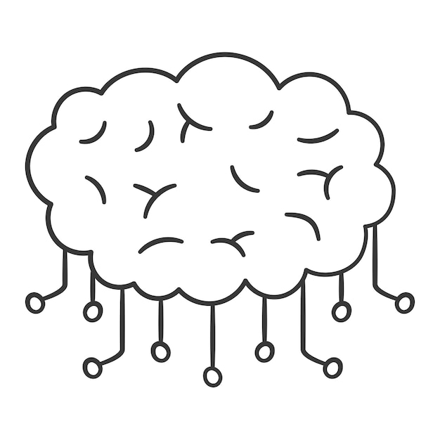 Free Vector hand drawn brain with technology wires