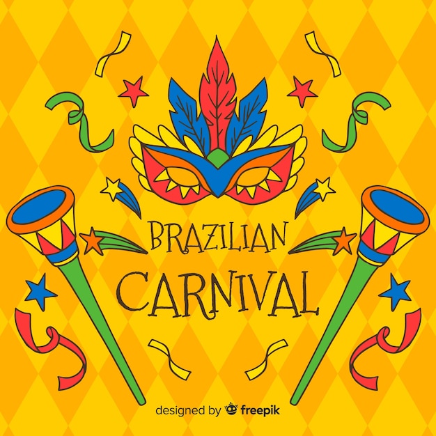 Hand drawn brazilian carnival background