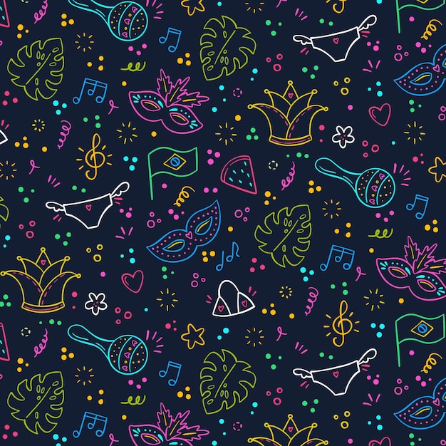 Hand drawn brazilian carnival colorful pattern