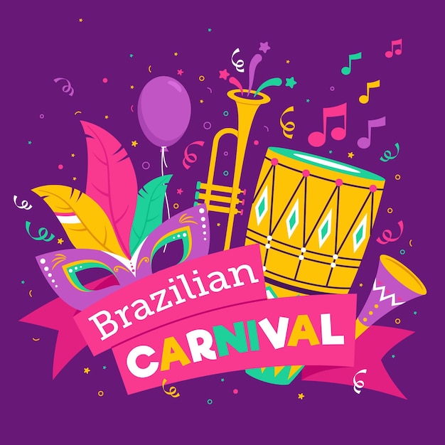 Hand drawn brazilian carnival concept