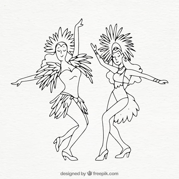 Hand drawn brazilian carnival dancer collection