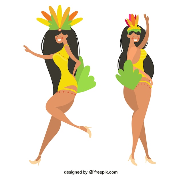 Hand drawn brazilian carnival dancer collection