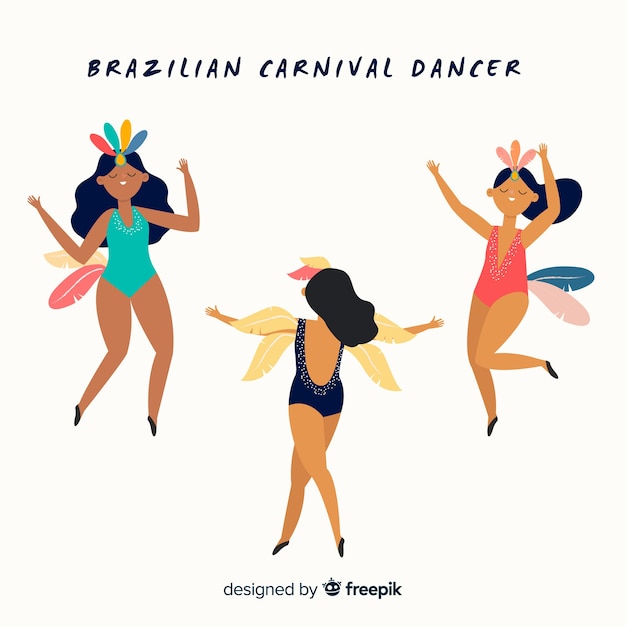 Hand drawn brazilian carnival dancer collection