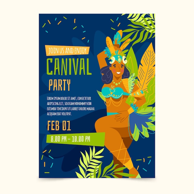 Hand-drawn brazilian carnival flyer