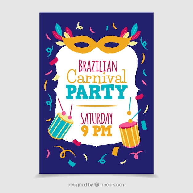 Hand drawn brazilian carnival party flyer/poster