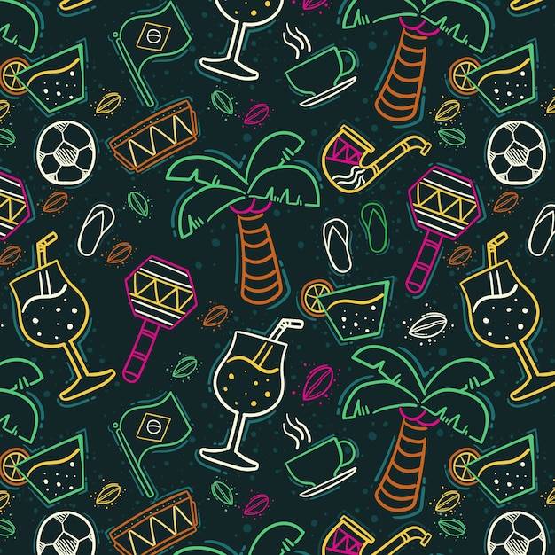 Hand-drawn brazilian carnival pattern concept