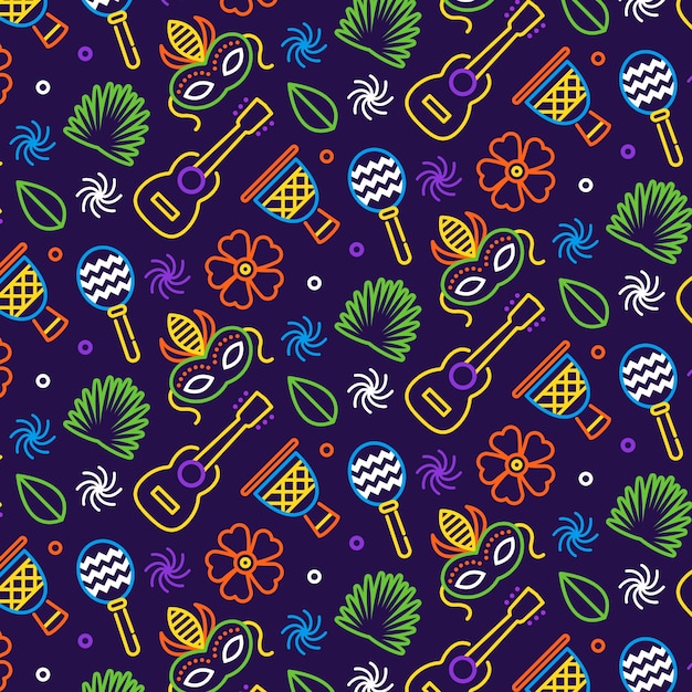 Hand-drawn brazilian carnival pattern festive theme