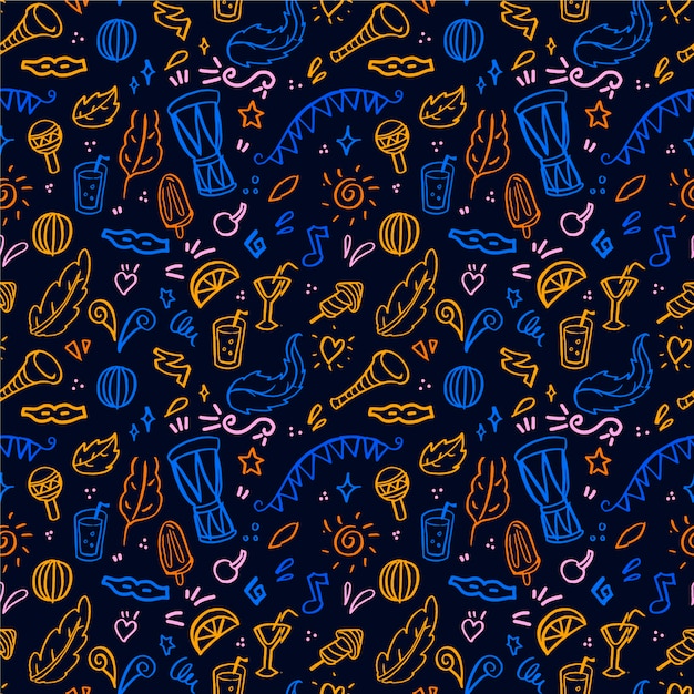 Hand drawn brazilian carnival pattern