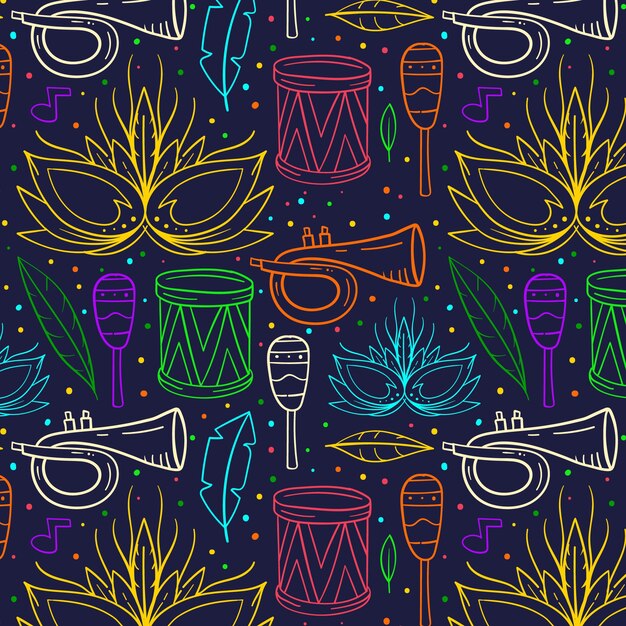 Hand drawn brazilian carnival pattern