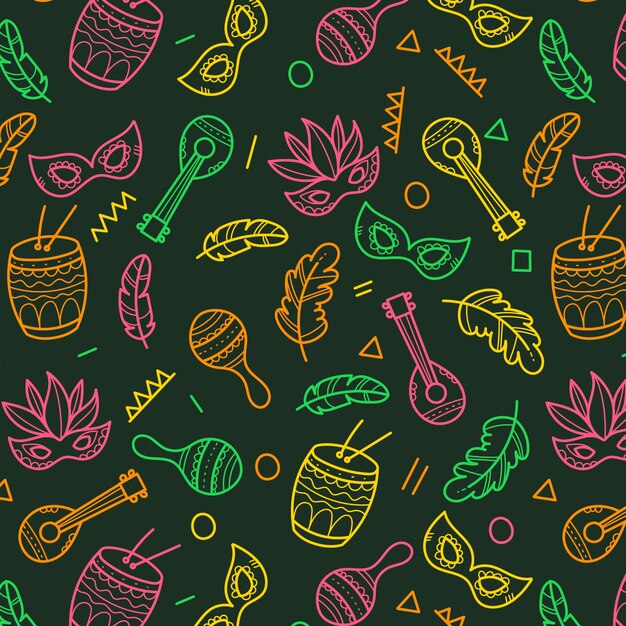 Hand drawn brazilian carnival pattern