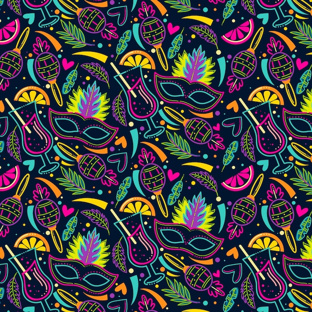 Hand drawn brazilian carnival pattern