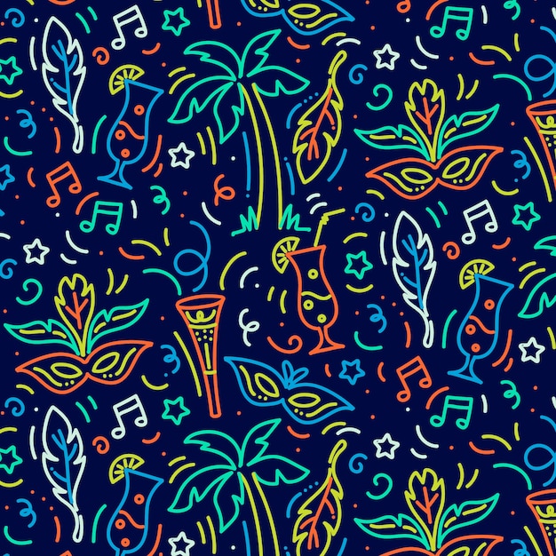 Hand drawn brazilian carnival pattern