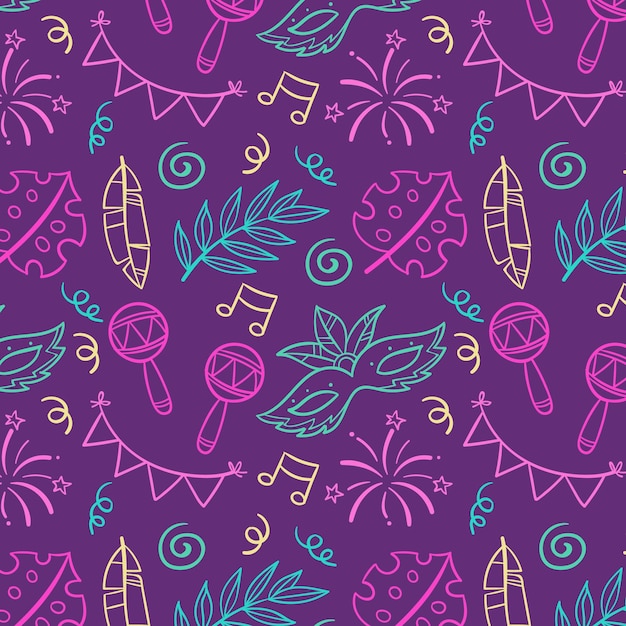 Hand drawn brazilian carnival pattern