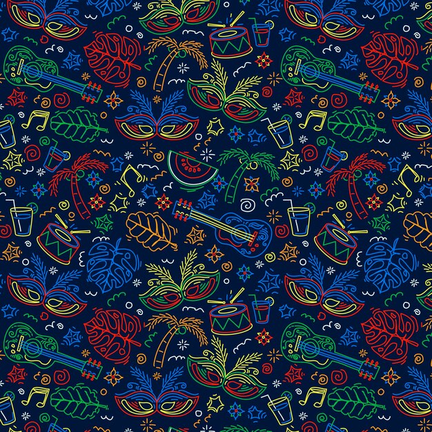 Hand drawn brazilian carnival pattern