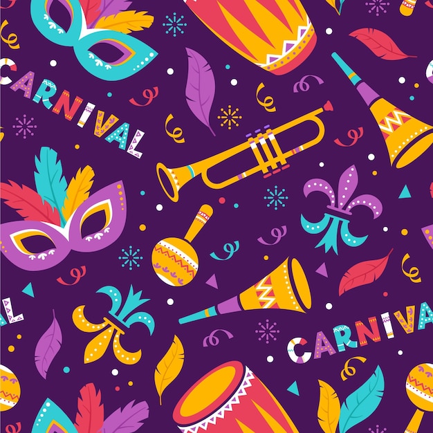 Hand drawn brazilian carnival pattern