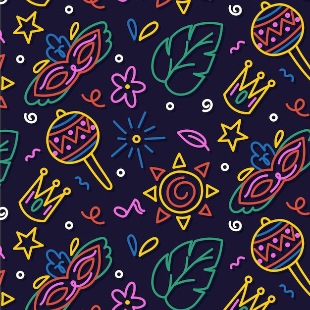 Hand drawn brazilian carnival pattern