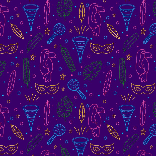 Hand drawn brazilian carnival pattern