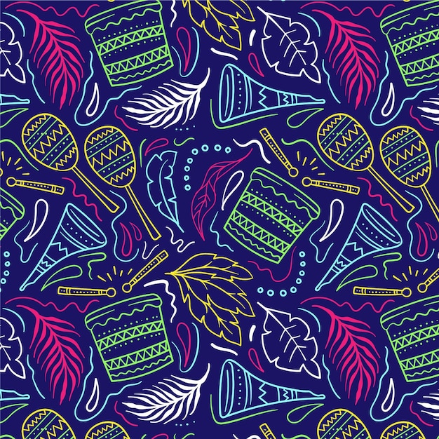 Free Vector hand drawn brazilian carnival pattern