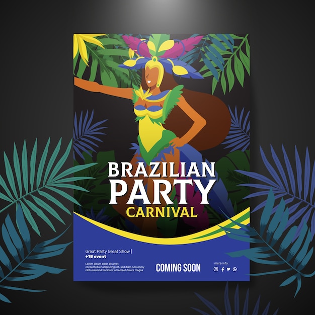 Hand-drawn brazilian carnival poster template