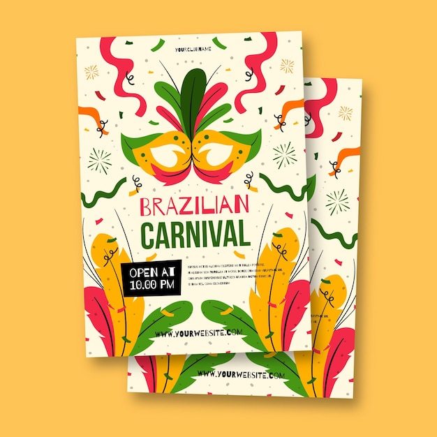 Hand drawn brazilian carnival poster template