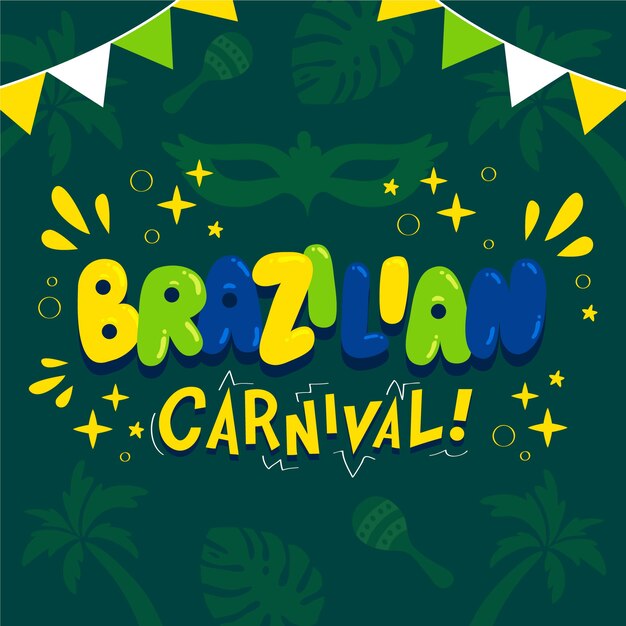 Hand drawn brazilian carnival with garland