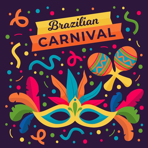 Hand drawn brazilian carnival with mask