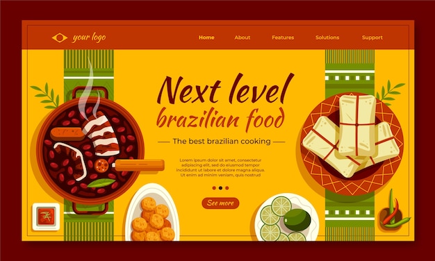 Hand drawn brazilian restaurant landing page