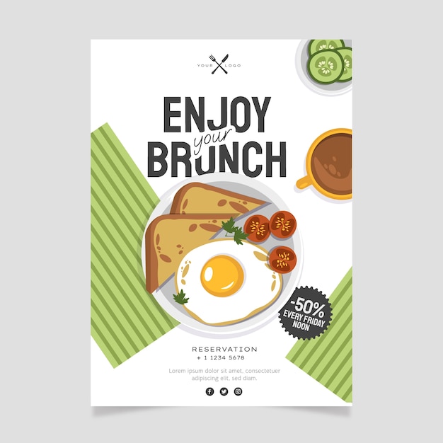 Hand drawn breakfast and brunch poster design