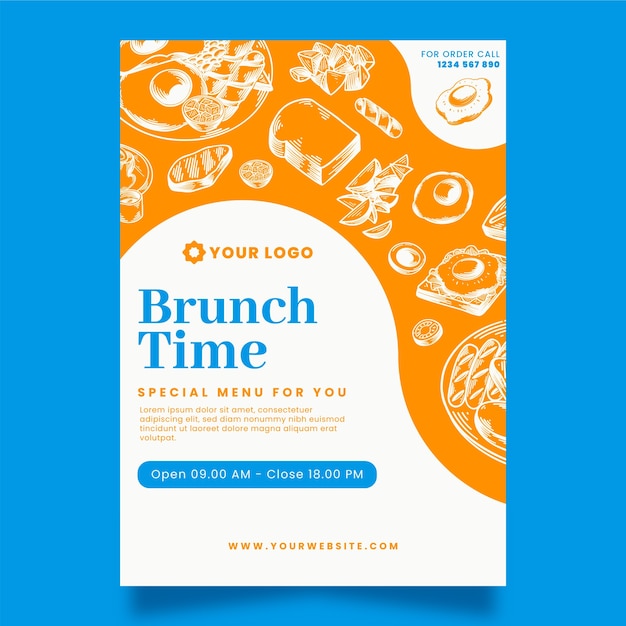 Hand drawn breakfast flyer template