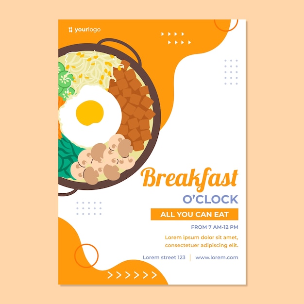 Hand drawn breakfast flyer template