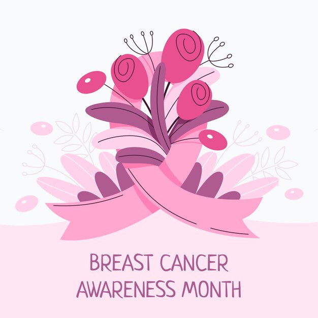 Hand drawn breast cancer awareness month background