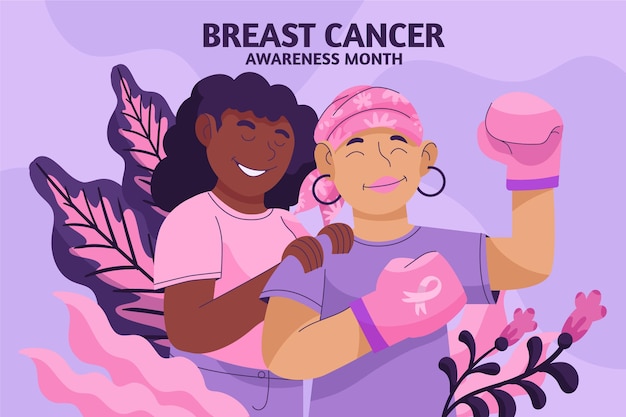 Hand drawn breast cancer awareness month background